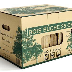 Carton bûches de bois extra-sec 25 cm, 30 dm3, 14 KG